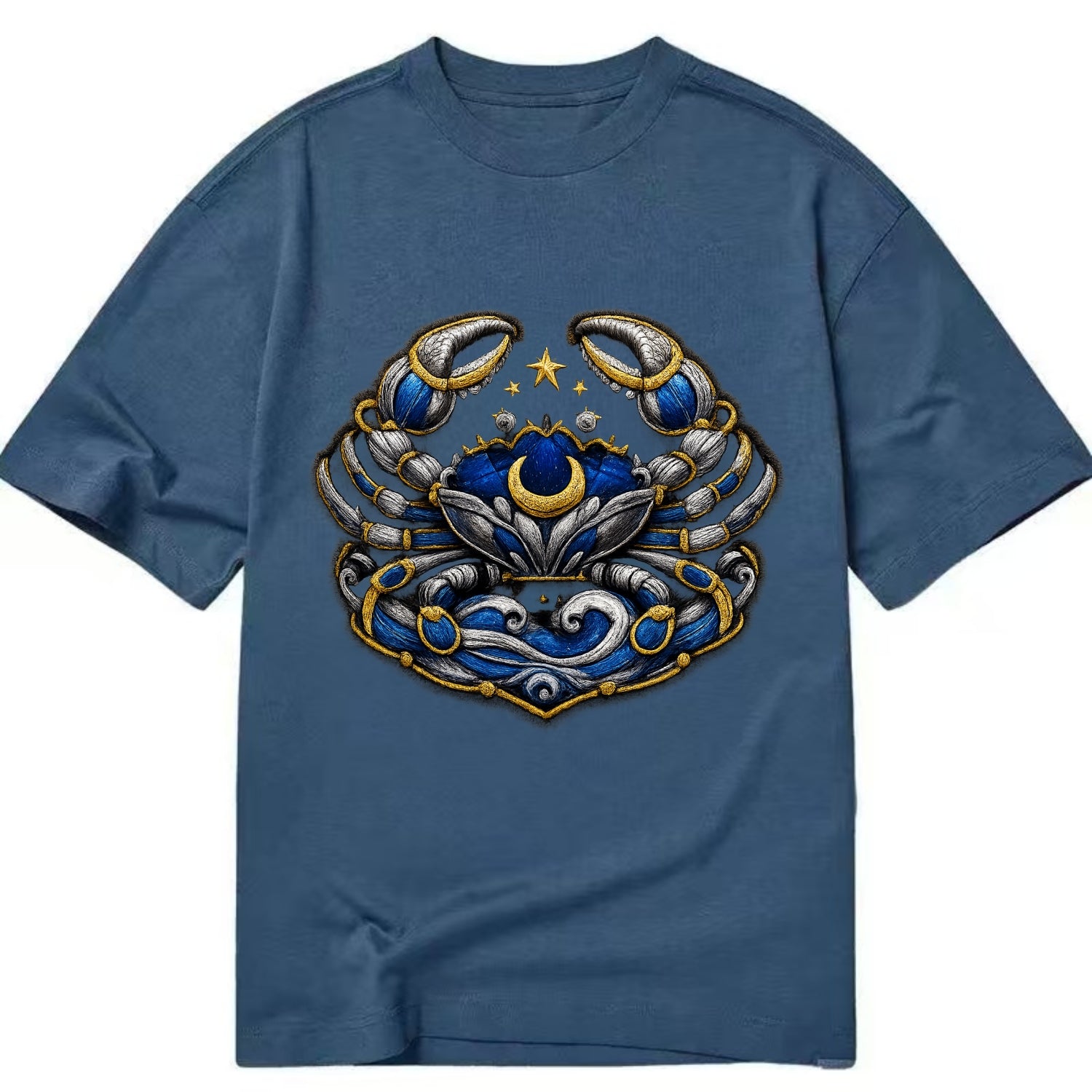 CANCER CRAB - protective crab in silver and blue , water sign - Classic T-shirt - Twilight Navy(Blue)