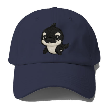 Baby Orca - black and white pattern, white eye patch, front-facing, - Baseball Cap For Big Heads - Twilight Navy(Blue)