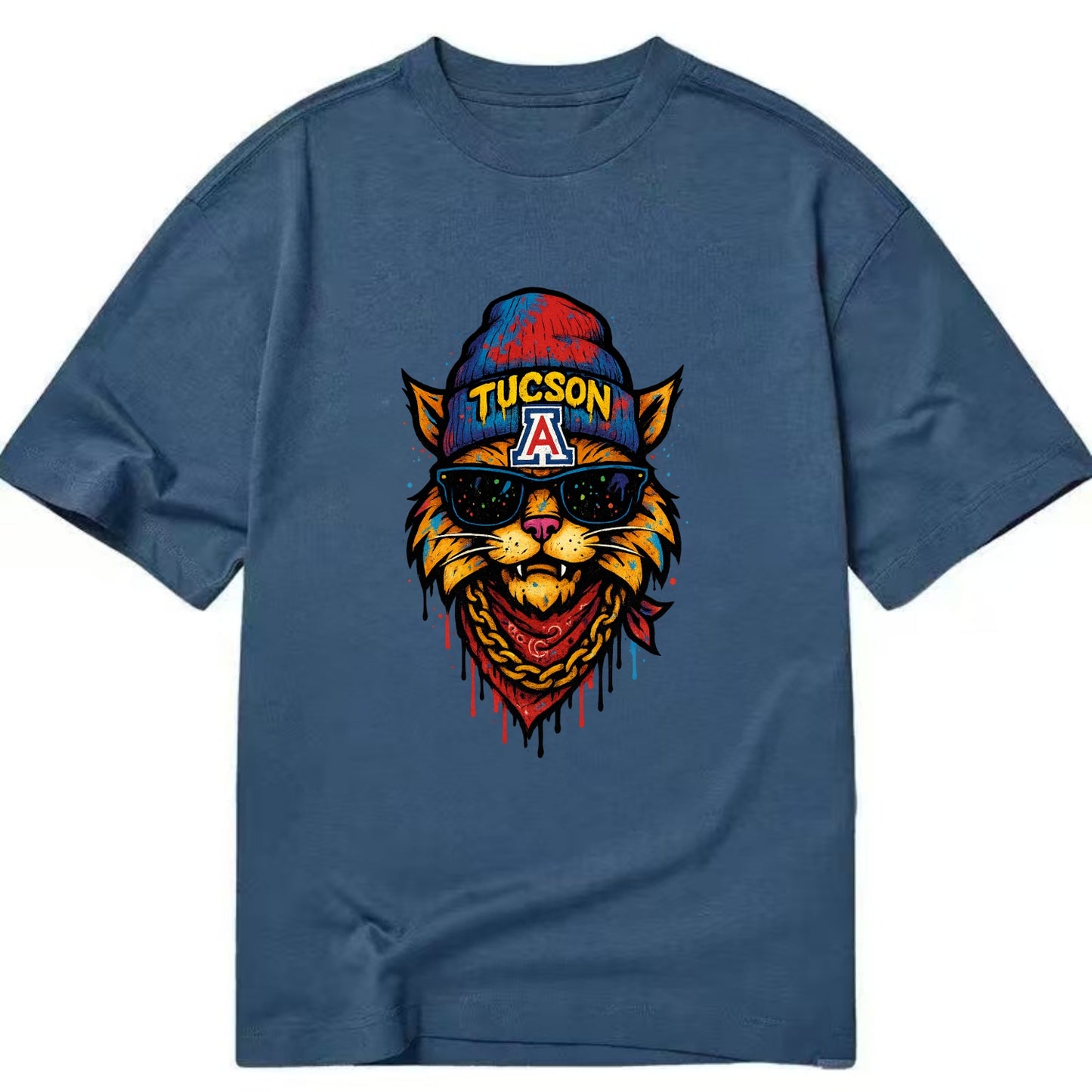 Tucson Wildcat wearing Arizona beanie with A patch - Classic T-shirt - Twilight Navy(Blue)