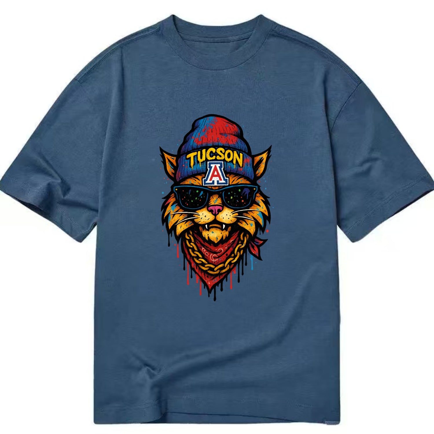 Tucson Wildcat wearing Arizona beanie with A patch - Classic T-shirt - Twilight Navy(Blue)