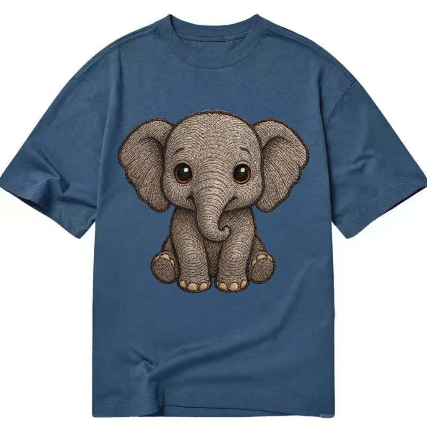 Baby Elephant - gray wrinkly, tiny trunk, large floppy ears, kind dark eyes, - Classic T-shirt - Twilight Navy(Blue)