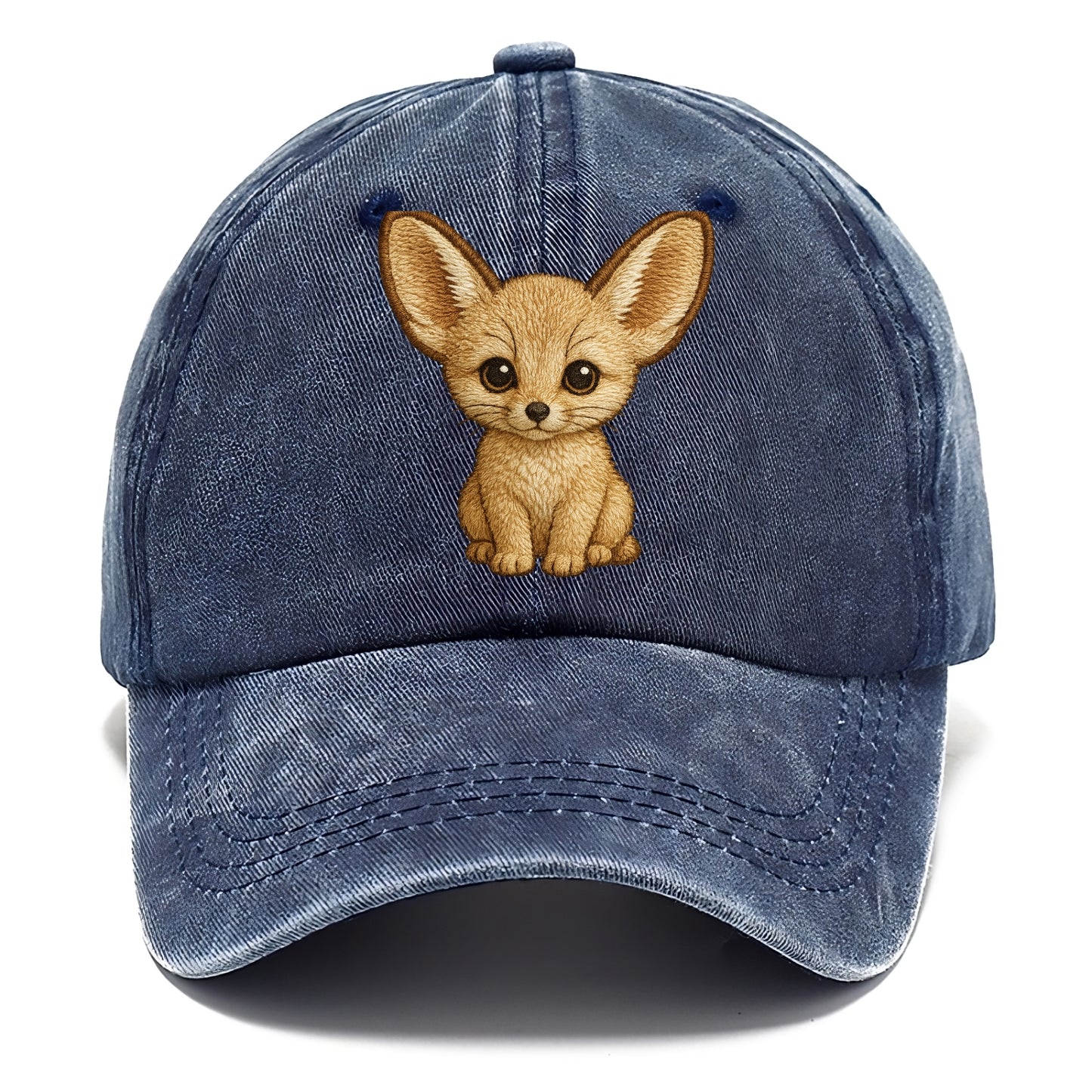Baby Fennec Fox - huge ears, cream fur, large dark eyes, front-facing, desert baby - Classic Cap - Twilight Navy(Blue)