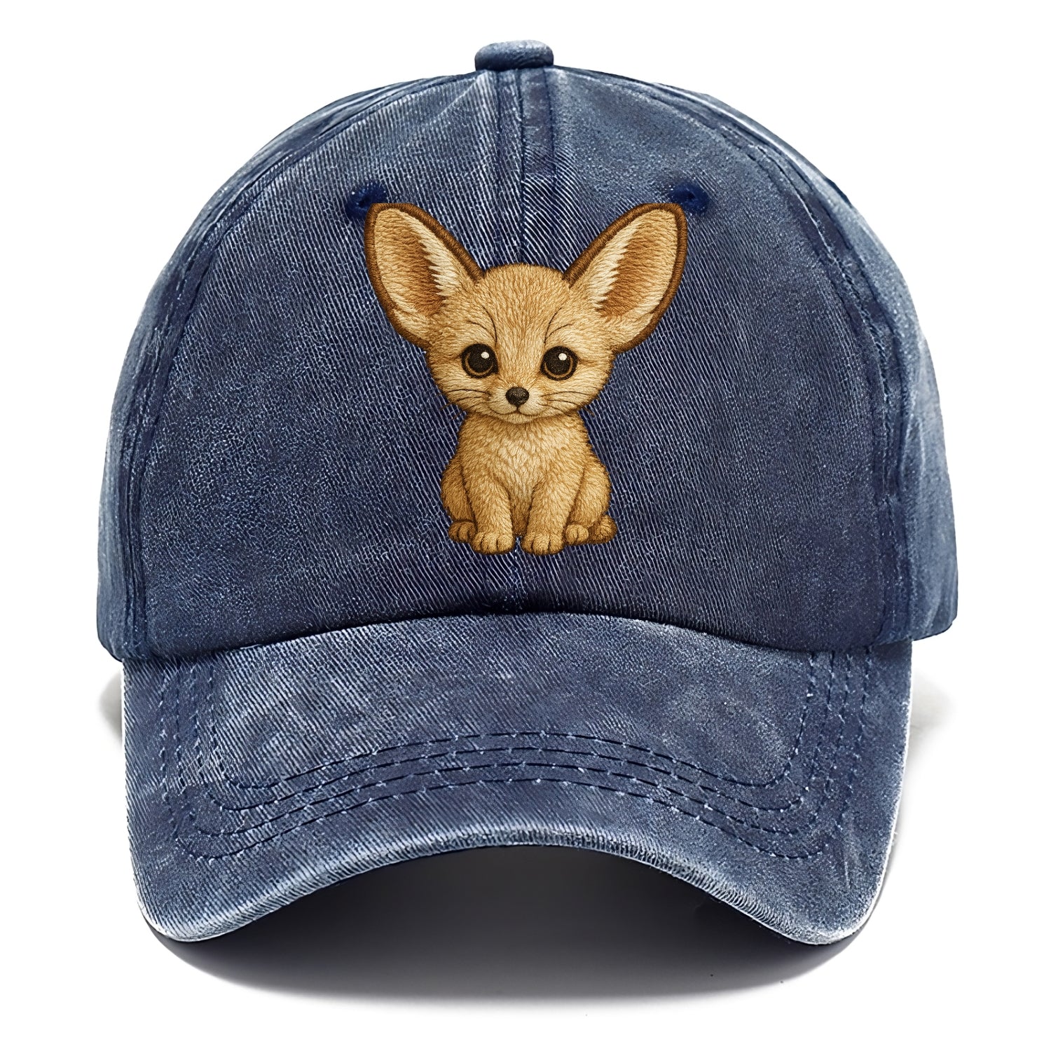Baby Fennec Fox - huge ears, cream fur, large dark eyes, front-facing, desert baby - Classic Cap - Twilight Navy(Blue)