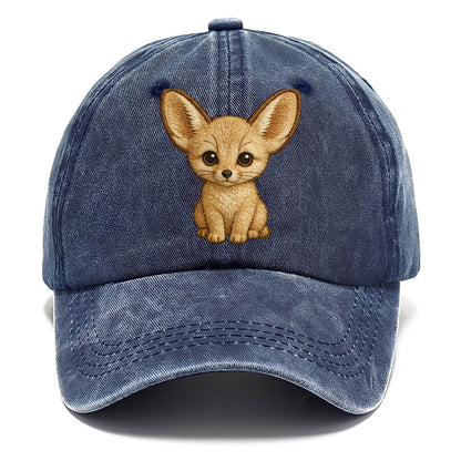 Baby Fennec Fox - huge ears, cream fur, large dark eyes, front-facing, desert baby - Classic Cap - Twilight Navy(Blue)