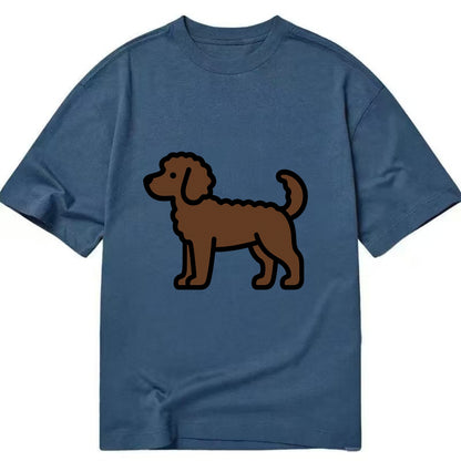 Labradoodle - Chocolate curly flat side profile - Classic T-shirt - Twilight Navy(Blue)