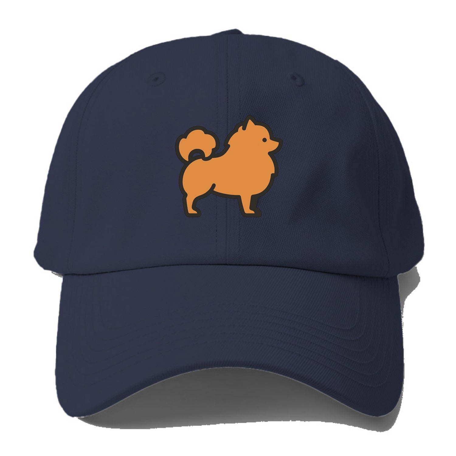 Pomeranian - Orange fluffy flat side profile - Baseball Cap - Twilight Navy(Blue)