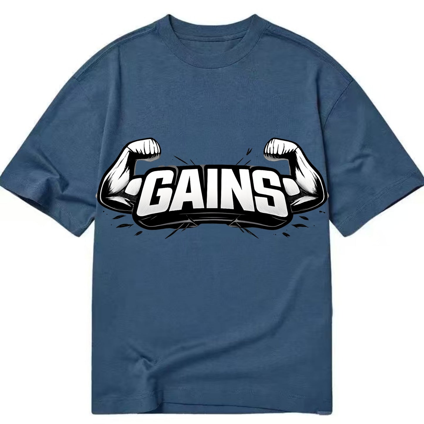 Bold typography design - "GAINS" - muscle growth, progress visible - Classic T-shirt - Twilight Navy(Blue)