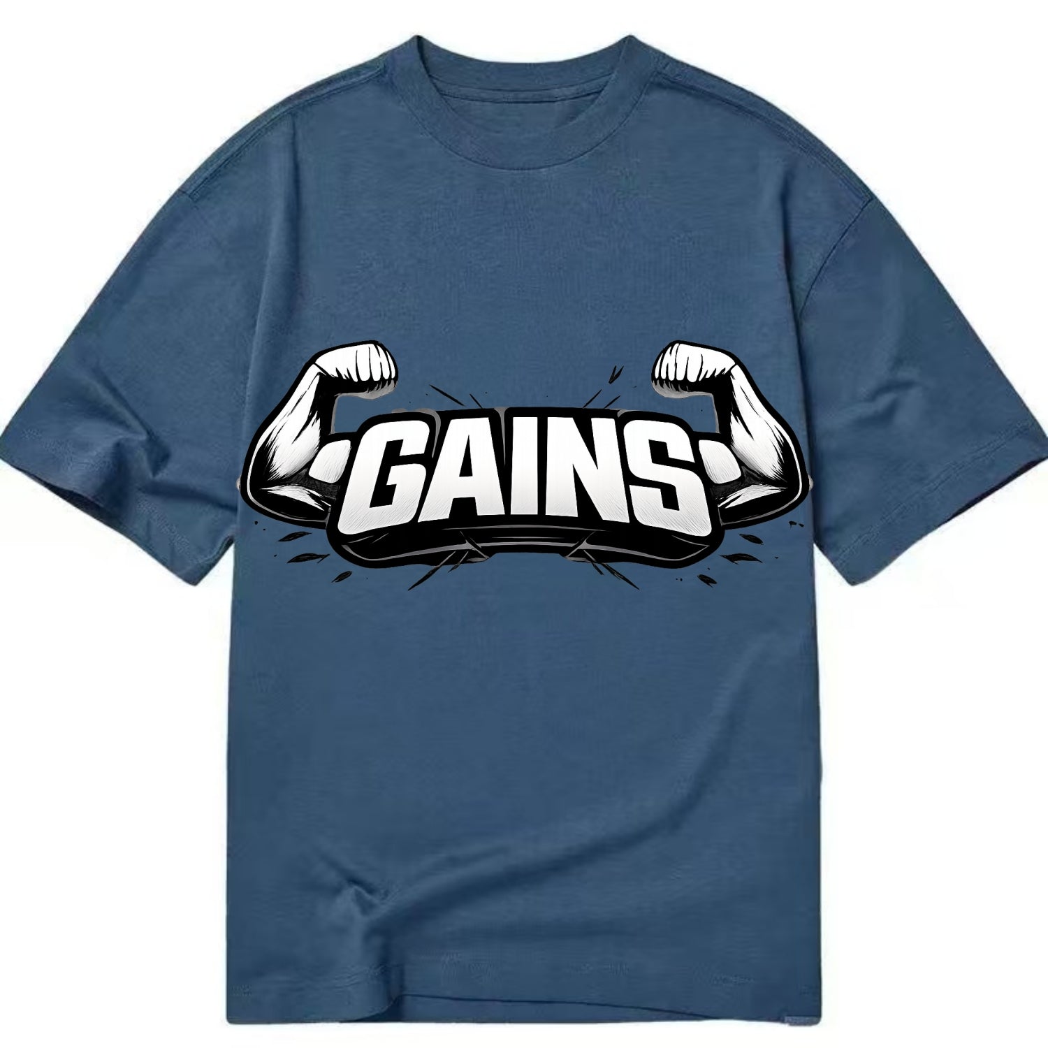 Bold typography design - "GAINS" - muscle growth, progress visible - Classic T-shirt - Twilight Navy(Blue)