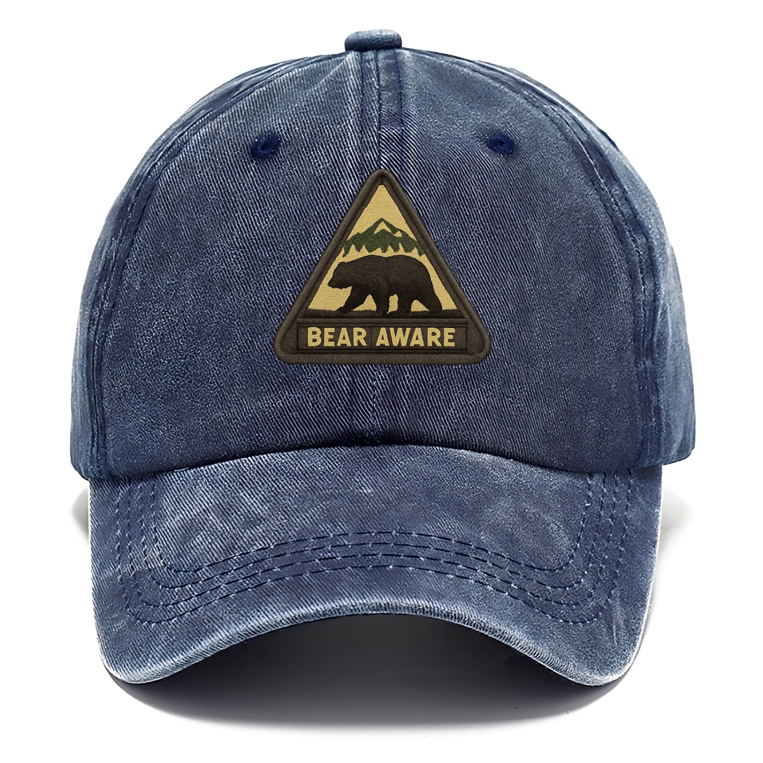 BEAR AWARE - bear silhouette warning in brown and yellow , wilderness safety - Classic Cap - Twilight Navy(Blue)