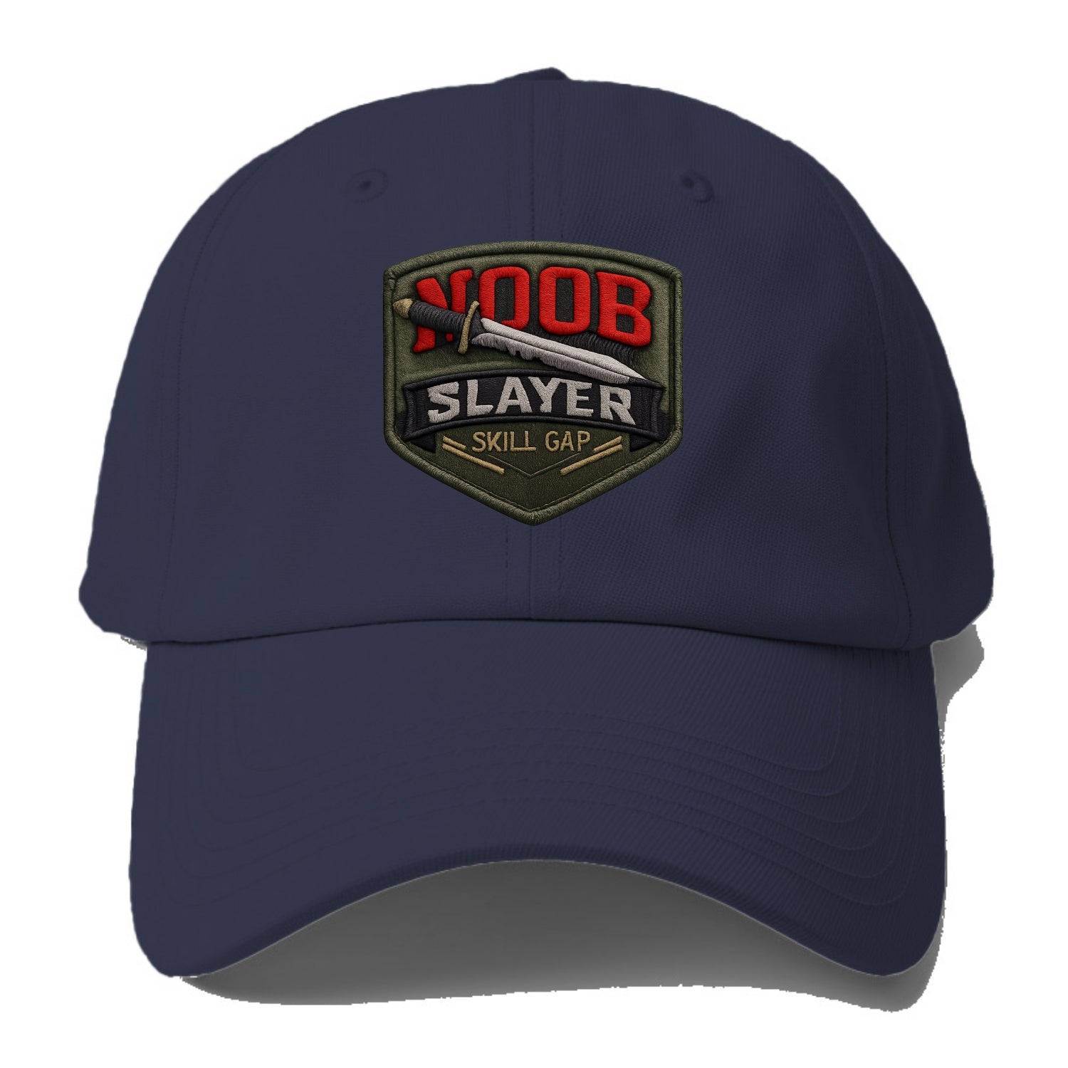 NOOB SLAYER - sword through noob text in red and silver , skill gap - Baseball Cap - Twilight Navy(Blue)