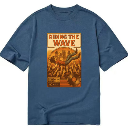 Crowd surfing at packed concert - "Riding the Wave" - concert energy - Classic T-shirt - Twilight Navy(Blue)