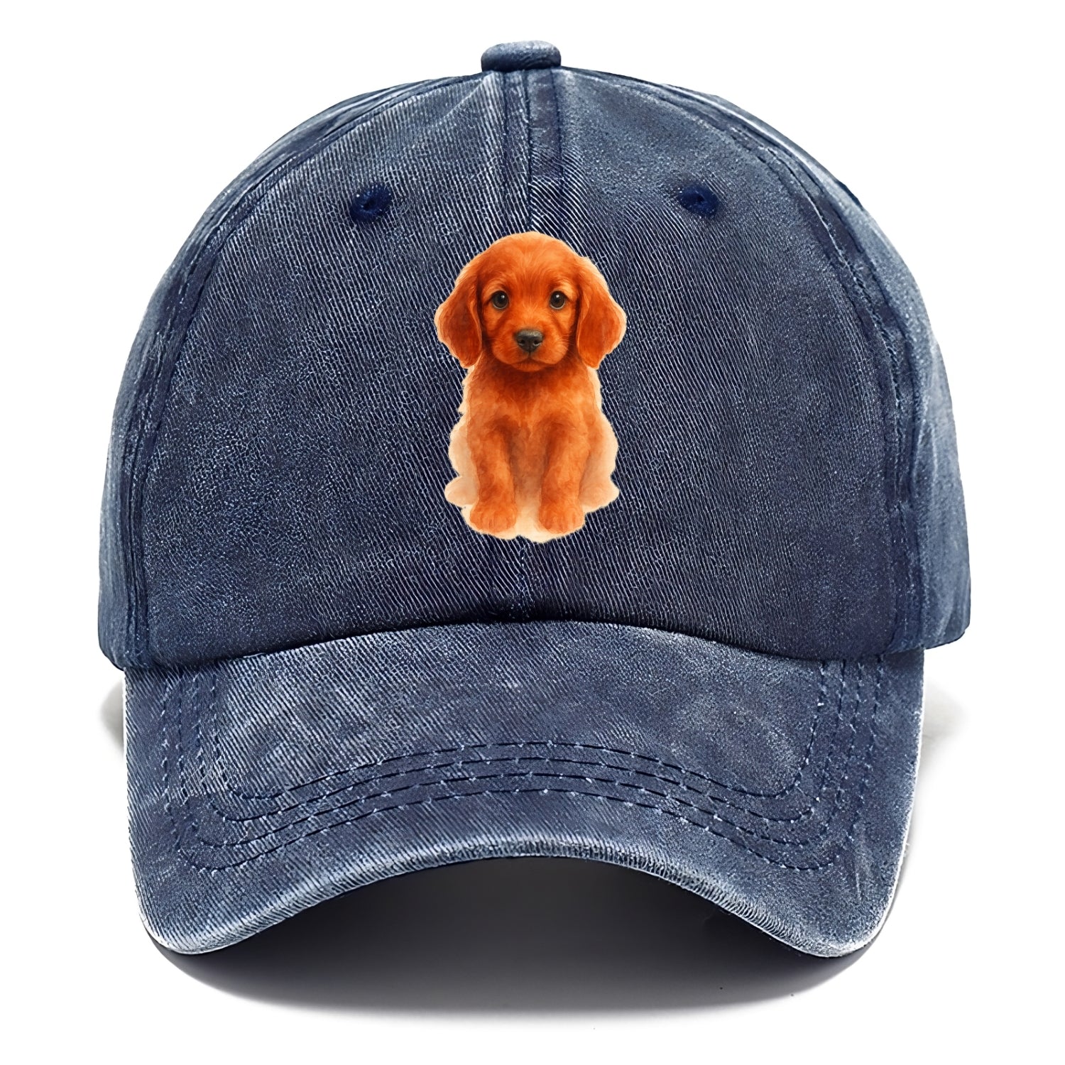 Baby Irish Setter Puppy - mahogany red coat, feathered ears, friendly eyes, - Classic Cap - Twilight Navy(Blue)