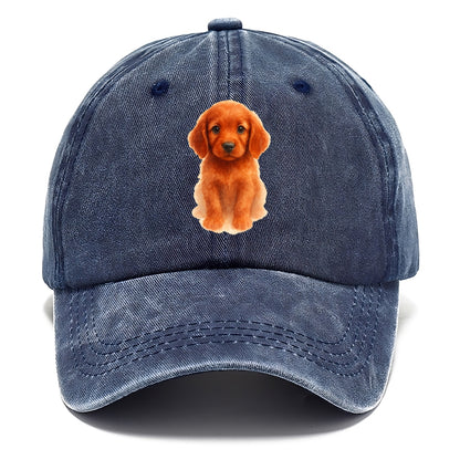 Baby Irish Setter Puppy - mahogany red coat, feathered ears, friendly eyes, - Classic Cap - Twilight Navy(Blue)