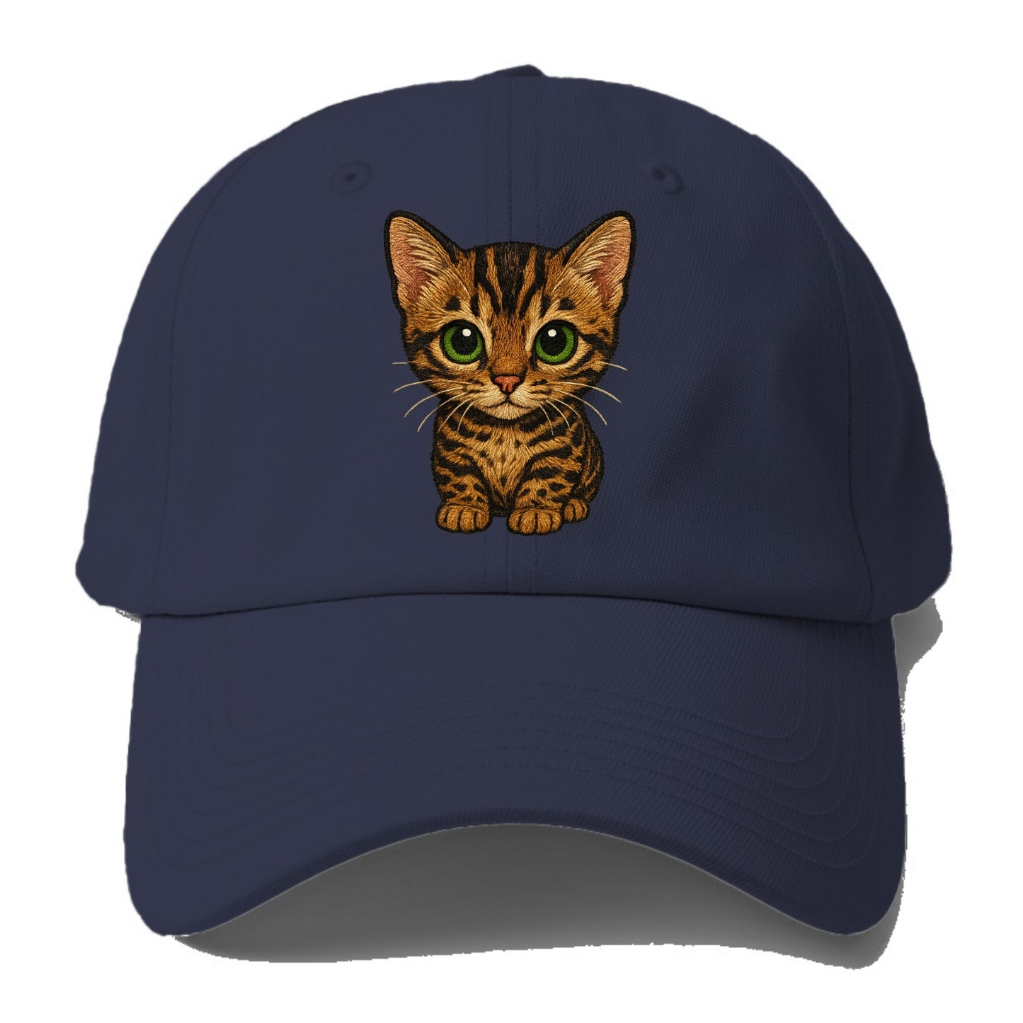 Baby Bengal Kitten - spotted/marbled wild coat, green eyes, athletic - Baseball Cap For Big Heads - Twilight Navy(Blue)