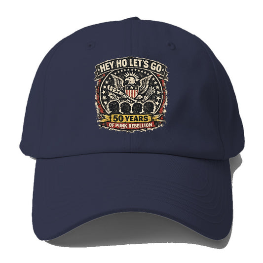 RAMONES LEGACY | Hey Ho Let's Go typography | Presidential seal parody - Baseball Cap For Big Heads - Twilight Navy(Blue)