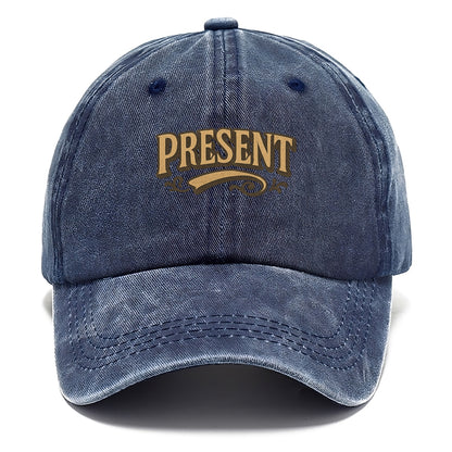 Bold typography design - "PRESENT" - living in the now - Classic Cap - Twilight Navy(Blue)