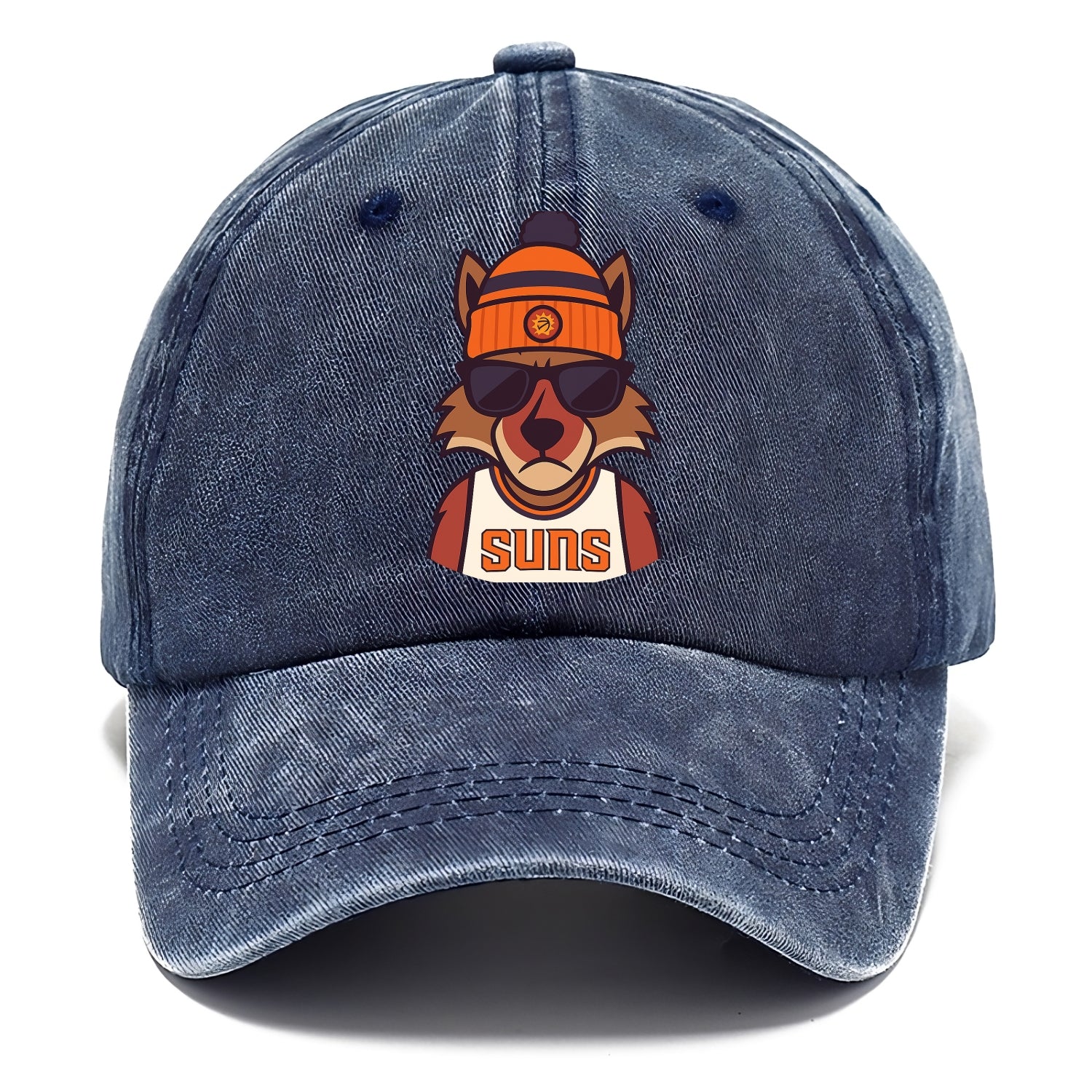 Arizona Coyote wearing Suns beanie with desert sun patch and wayfarer sunglasses - Classic Cap - Twilight Navy(Blue)