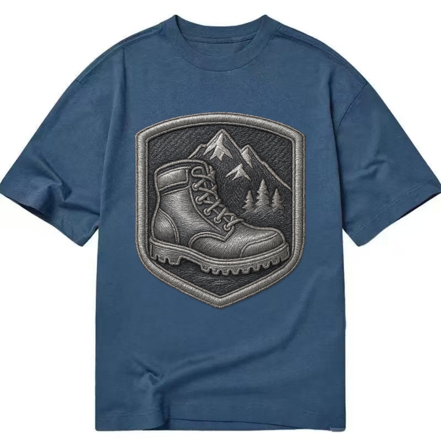 Hiking boots with mountain peak - hiker pride - Classic T-shirt - Twilight Navy(Blue)