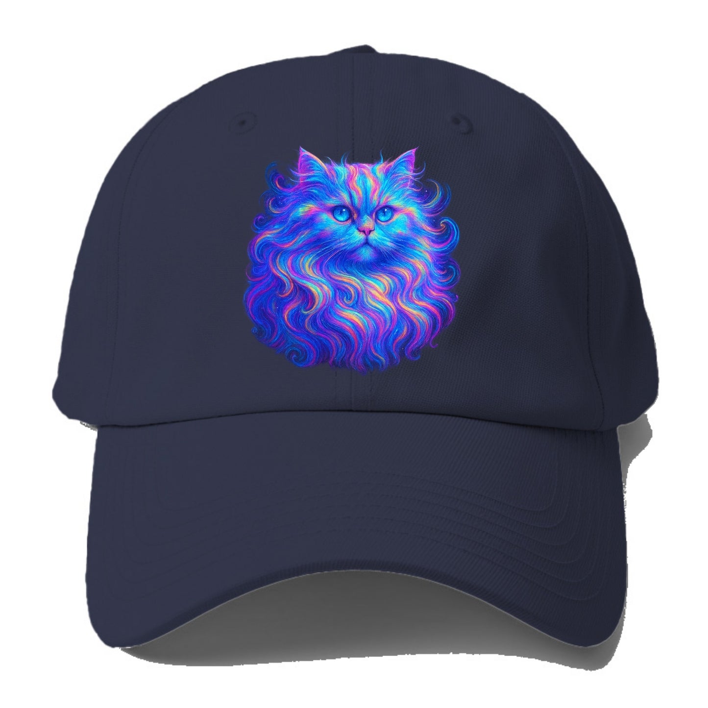 Luxurious Persian cat with flowing fur that refracts into rainbow - Baseball Cap For Big Heads - Twilight Navy(Blue)