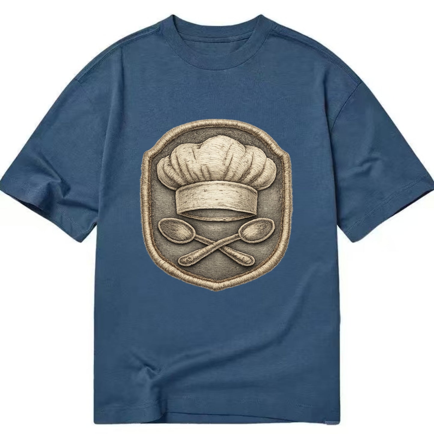 Embroidered patch design - COOKING CHEF HAT - toque blanche with crossed spoons - Classic T-shirt - Twilight Navy(Blue)