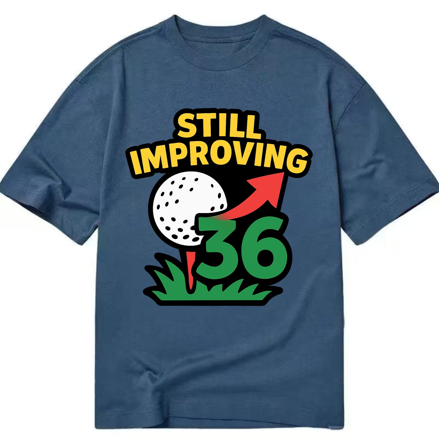 Handicap number getting higher with arrow - "Still Improving" - optimistic - Classic T-shirt - Twilight Navy(Blue)