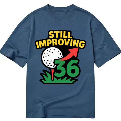 Handicap number getting higher with arrow - "Still Improving" - optimistic - Classic T-shirt - Twilight Navy(Blue)