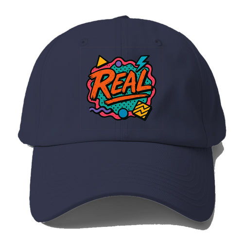 Imperfect brush strokes spelling Real - authenticity over - Baseball Cap For Big Heads