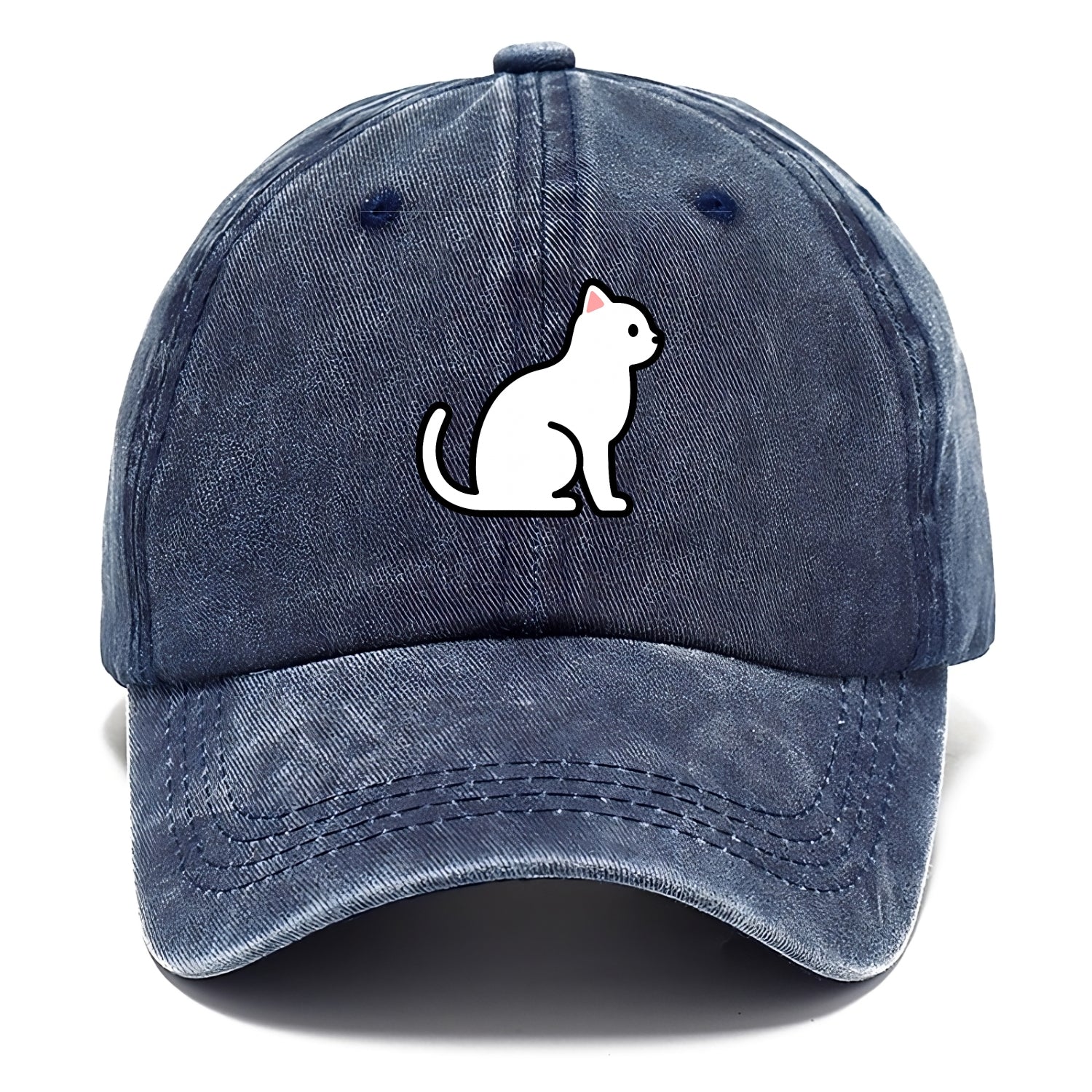 Domestic Shorthair - White classic flat side profile - Classic Cap - Twilight Navy(Blue)