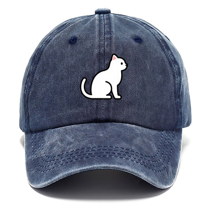 Domestic Shorthair - White classic flat side profile - Classic Cap - Twilight Navy(Blue)