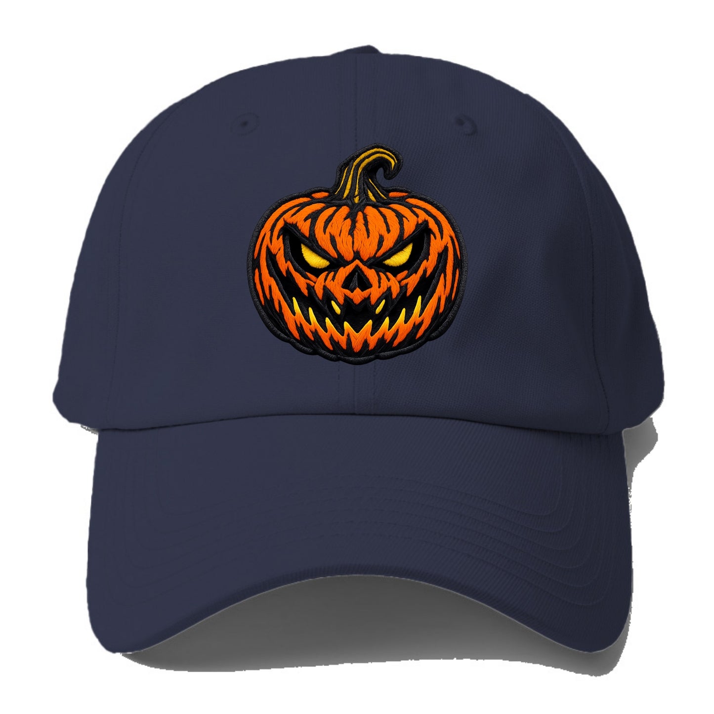 HALLOWEEN PUMPKIN - jack o lantern in orange and black , spooky - Baseball Cap - Twilight Navy(Blue)