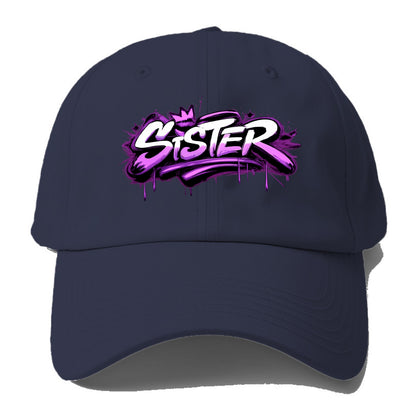 Bold typography design - "SISTER" - female bond, sisterhood - Baseball Cap - Twilight Navy(Blue)