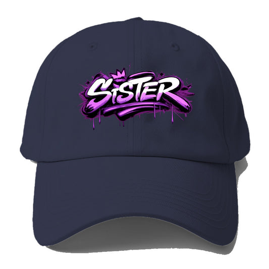Bold typography design - "SISTER" - female bond, sisterhood - Baseball Cap - Twilight Navy(Blue)