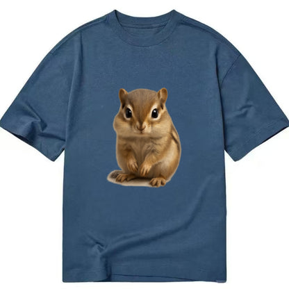 Baby Chipmunk - striped back, cheek pouches, tiny paws, bright eyes, - Classic T-shirt - Twilight Navy(Blue)