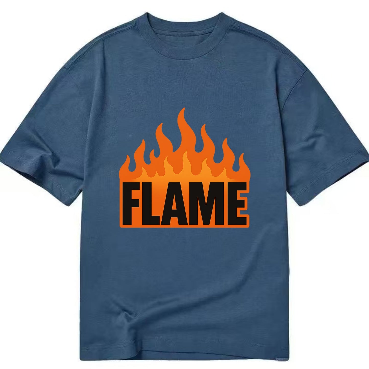 Bold typography design - "FLAME" - burning bright, passionate - Classic T-shirt - Twilight Navy(Blue)