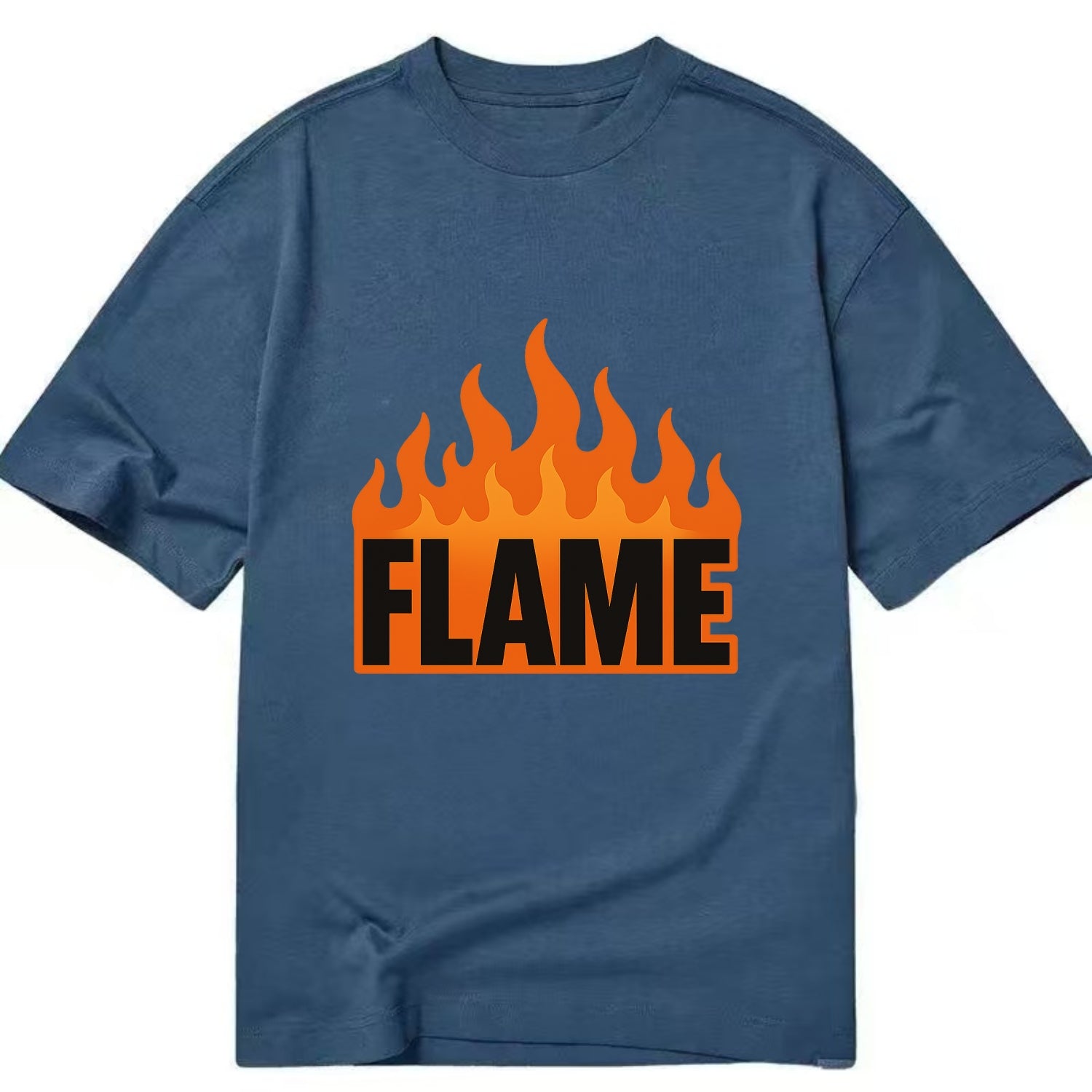 Bold typography design - "FLAME" - burning bright, passionate - Classic T-shirt - Twilight Navy(Blue)
