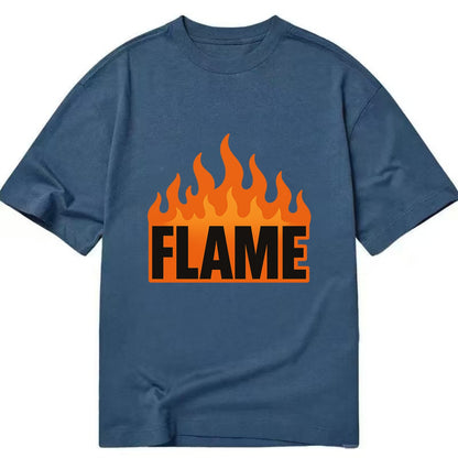 Bold typography design - "FLAME" - burning bright, passionate - Classic T-shirt - Twilight Navy(Blue)