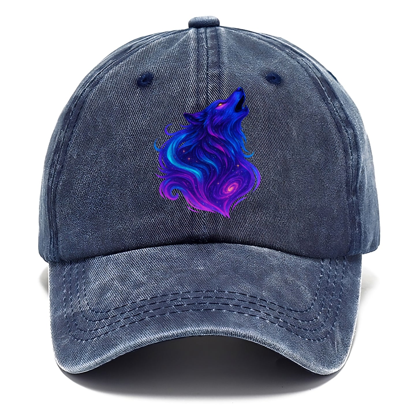 Noble wolf with flowing fur that transforms into aurora borealis streams, cyan and - Classic Cap - Twilight Navy(Blue)