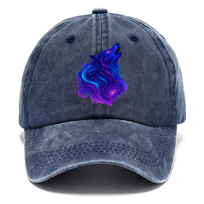 Noble wolf with flowing fur that transforms into aurora borealis streams, cyan and - Classic Cap - Twilight Navy(Blue)
