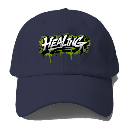 Bold typography design - "HEALING" - in recovery, getting better - Baseball Cap For Big Heads - Twilight Navy(Blue)