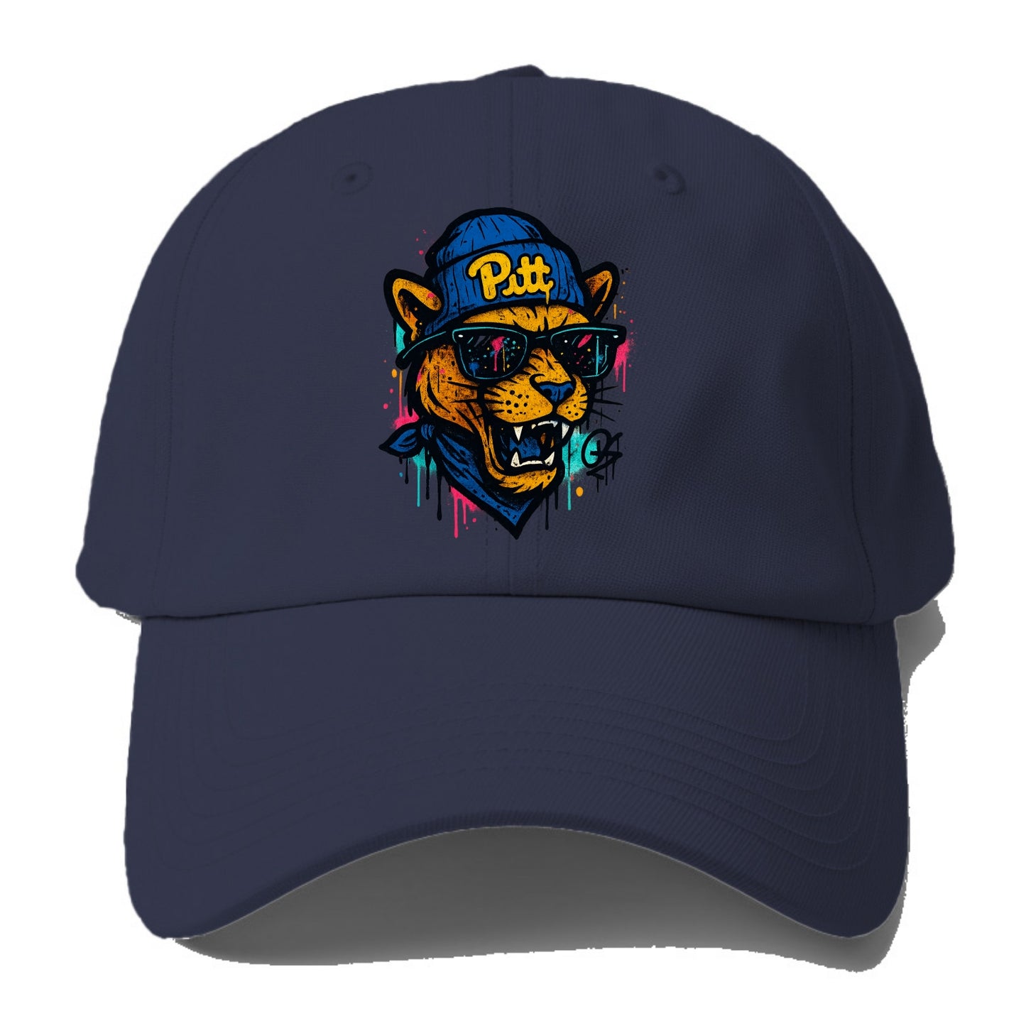 Pittsburgh Panther wearing Pitt beanie with script patch - Baseball Cap - Twilight Navy(Blue)
