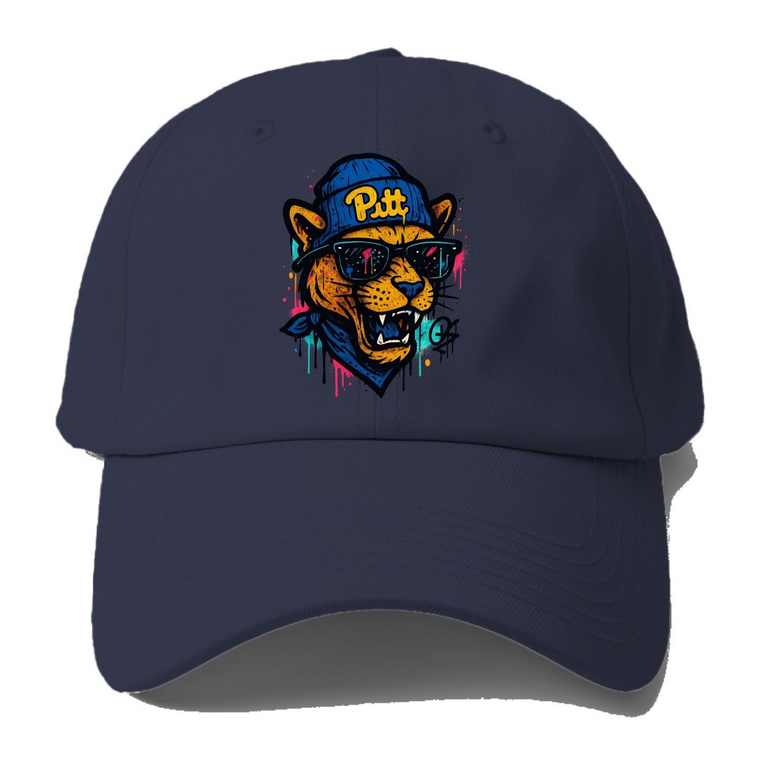 Pittsburgh Panther wearing Pitt beanie with script patch - Baseball Cap - Twilight Navy(Blue)