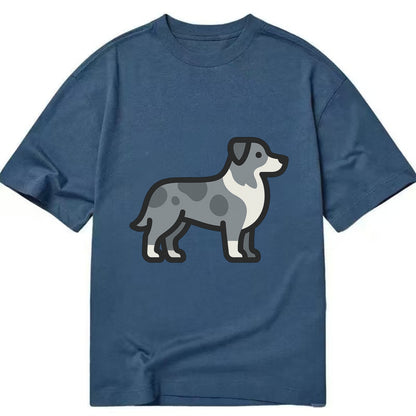 Australian Shepherd - Blue merle flat side profile - Classic T-shirt - Twilight Navy(Blue)