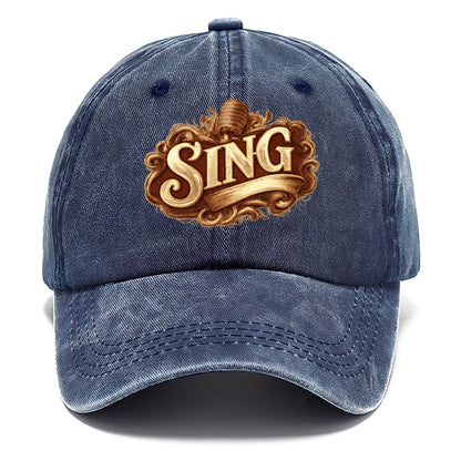 Bold typography design - "SING" - vocal expression, musical soul - Classic Cap - Twilight Navy(Blue)