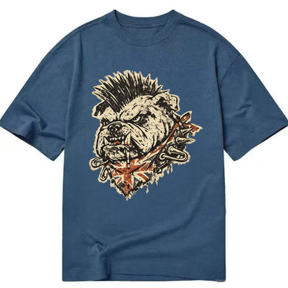 PUNK BULLDOG | British bulldog with mohawk | Safety pins through collar | Union - Classic T-shirt - Twilight Navy(Blue)