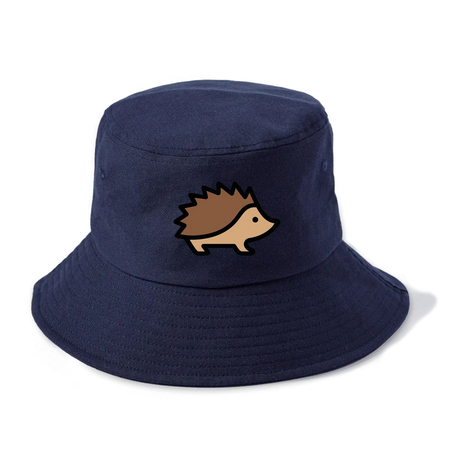 Hedgehog - Brown spiky back flat side profile - Bucket Hat - Twilight Navy(Blue)