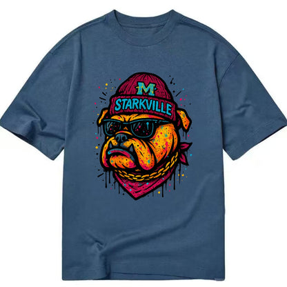 Starkville Bulldog wearing Mississippi State beanie with M patch - Classic T-shirt - Twilight Navy(Blue)