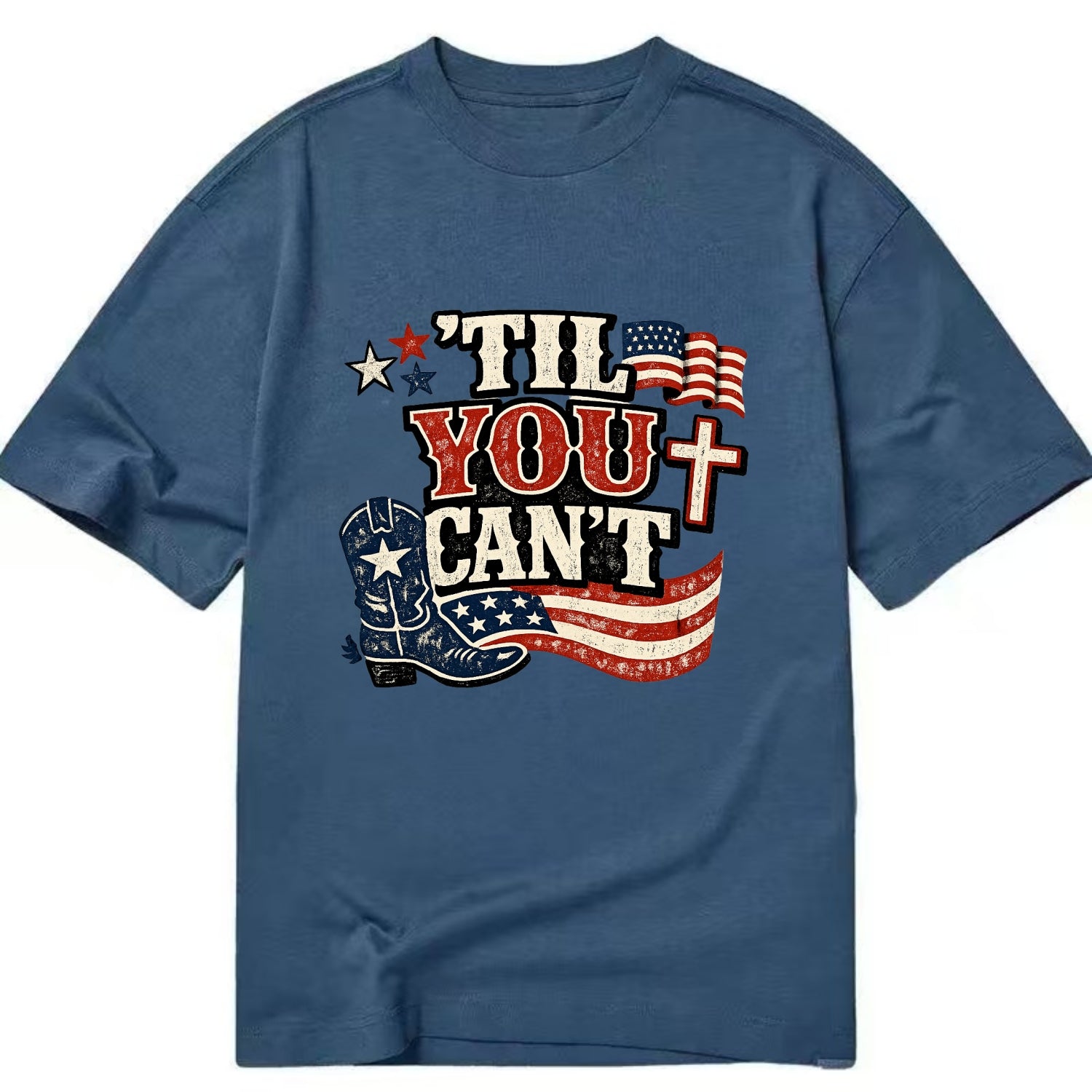 Til You Cant - Patriot Cross - Classic T-shirt - Twilight Navy(Blue)