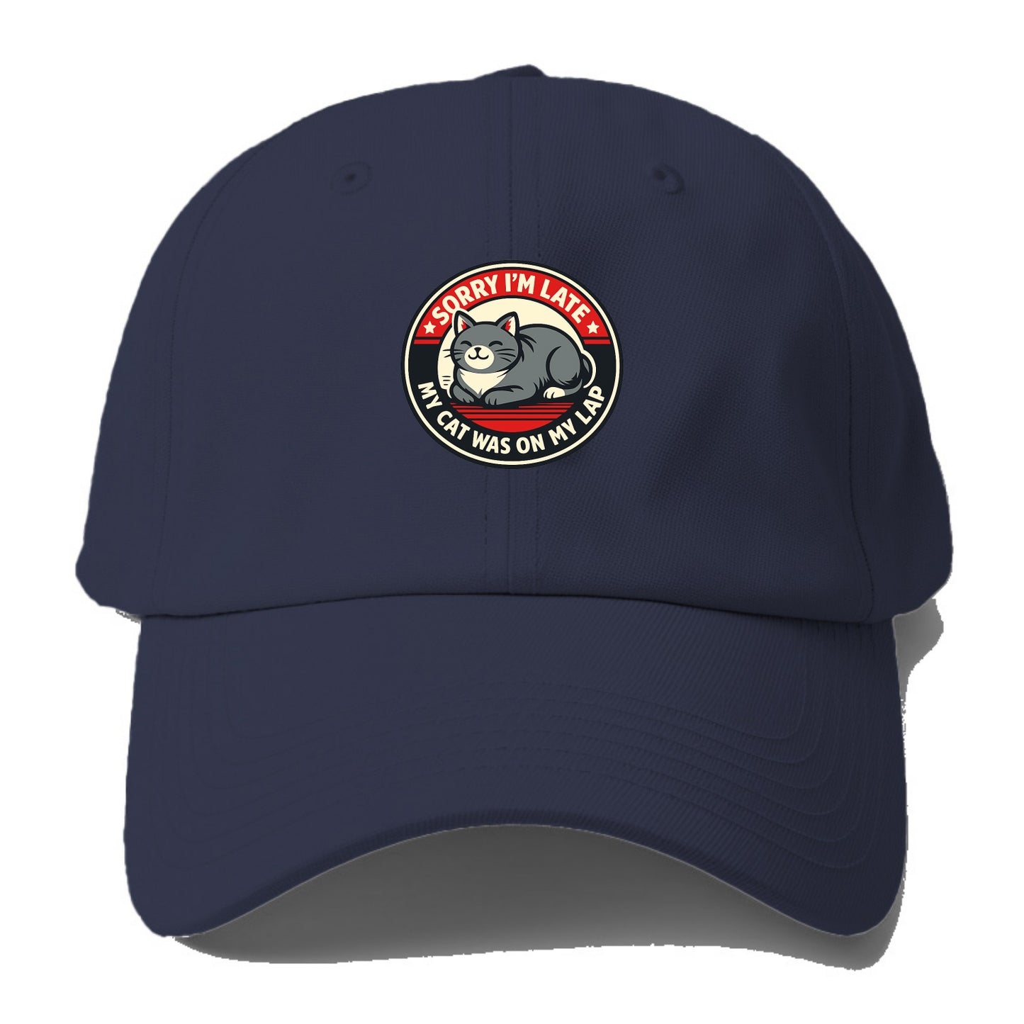 Charming Cat Loaf Excuse Emblem - Baseball Cap For Big Heads - Twilight Navy(Blue)