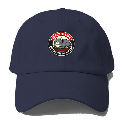 Charming Cat Loaf Excuse Emblem - Baseball Cap For Big Heads - Twilight Navy(Blue)