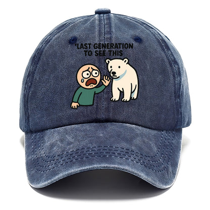 Person waving goodbye to polar bear - "Last generation to see this" - extinction grief - Classic Cap - Twilight Navy(Blue)